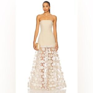 Bronx and Banco Cream Strapless Maxi Dress